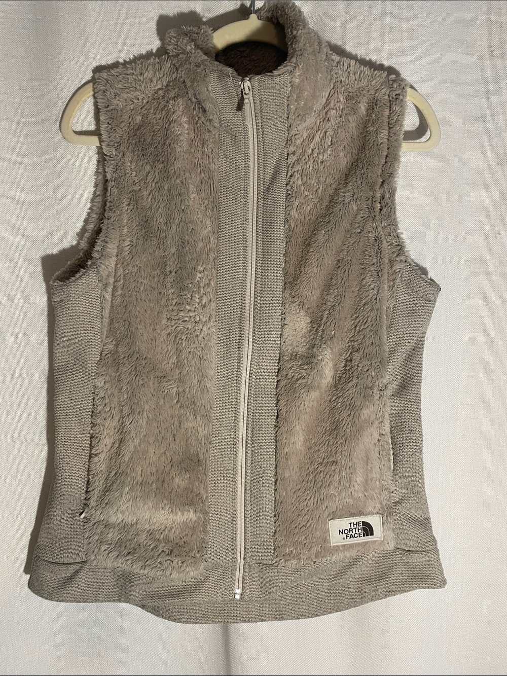 The North Face Women's Taupe Plush Zip-Up Vest